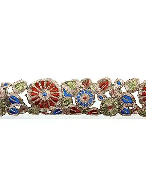 Zardozi Cutwork Border with Metallic Thread Embroidery