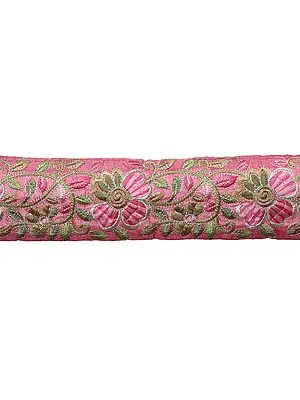 Cashmere-Rose Floral Border with Parsi Embroidery