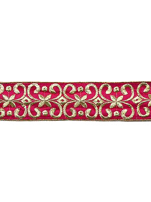 Fuchsia Fabric Border with Metalic Thread Embroidery