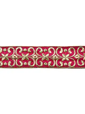 Fuchsia Fabric Border with Metalic Thread Embroidery