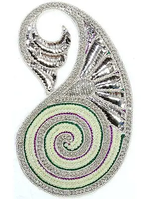 Silver Designer Paisley with Faux Pearls and Zardozi Work