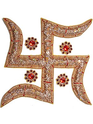 Zardozi Cutwork Swastika Patch with Zardozi Work