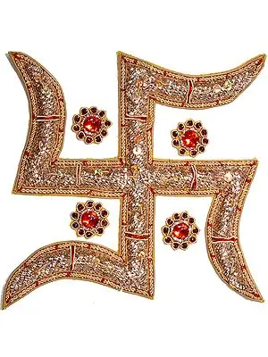 Zardozi Cutwork Swastika Patch with Zardozi Work