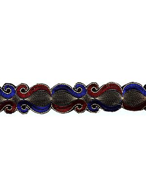 Tri-Color Fabic Border with Metallic Thread Work