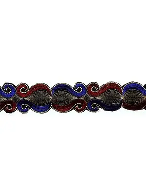 Tri-Color Fabic Border with Metallic Thread Work