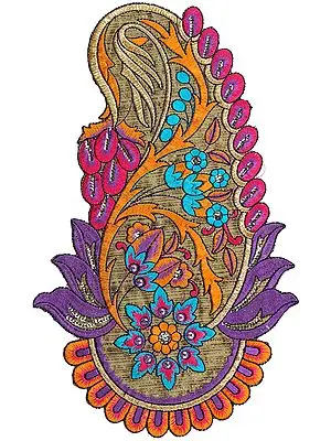 Multi-Color Large Embroidered Paisley with Sequins Cutwork