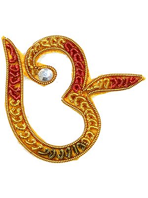 Golden Om Patch with Beads