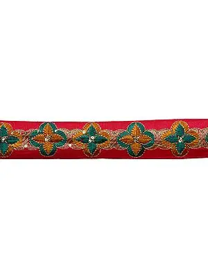 Fuchsia Purple Embroidered Border with Sequins