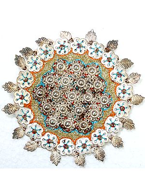 Ivory Circular Patch with Metallic Thread work and Sequins