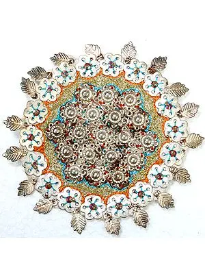 Ivory Circular Patch with Metallic Thread work and Sequins
