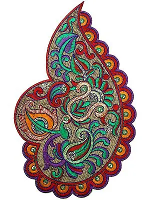 Multi-Color Designer Embroidered Paisley with Sequins and Cutwork