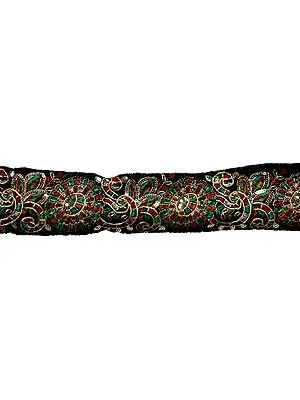 Black Wide Border witth Thread Work and Sequins
