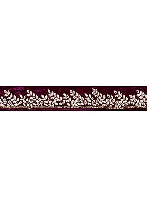 Purple Velvet Border with Beads and Zardozi Work
