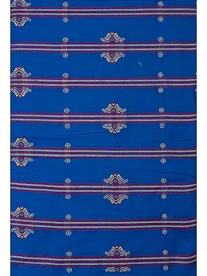 Royal-Blue Hand-Woven Bomkai Fabric from Orissa