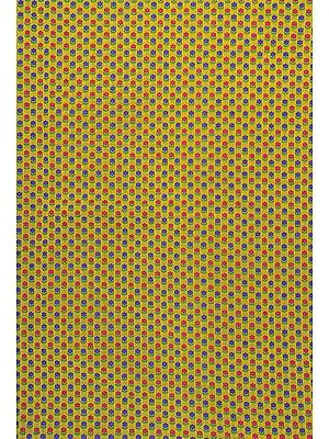 Golden Yellow Banarasi Katan Fabric with All-Over Woven Flowers