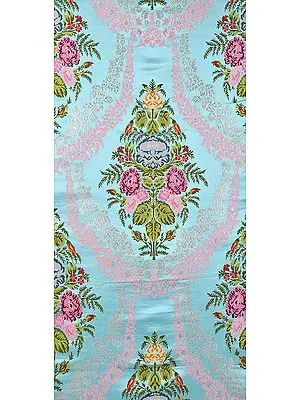 Sky-Blue Gyasar Brocade from Banaras with Woven Flowers