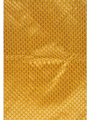 Golden-Yellow Banarasi Fabric with All-Over Woven Paisleys