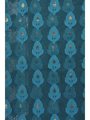 Sea-Green Net Fabric from Banaras with Golden Bootis