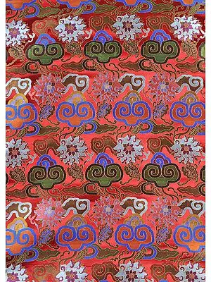 Thangka Brocade Fabric from Banaras with Woven Chinese Curly Clouds