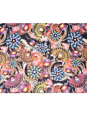 Multi-Color Fabric with Self Weave and Digital Printed Flowers