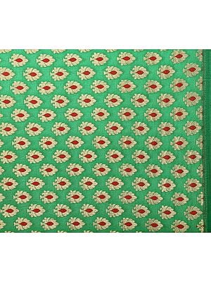 Kelly-Green Fabric from Banaras with All-Over Woven Bootis