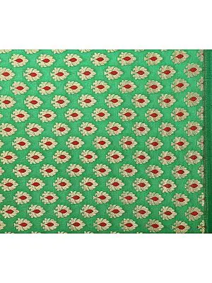 Kelly-Green Fabric from Banaras with All-Over Woven Bootis