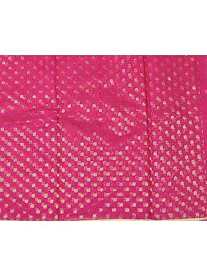 Brocade Fabric from Banaras with All-Over Woven Bootis and Golden Border