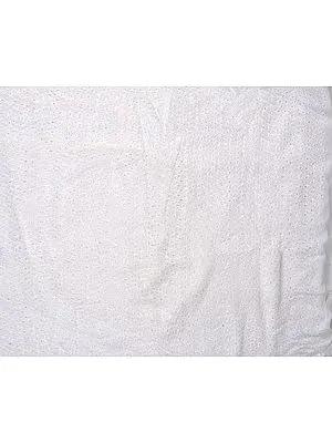 Chic-White Fabric with All-Over Thread Embroidered Flowers in Self