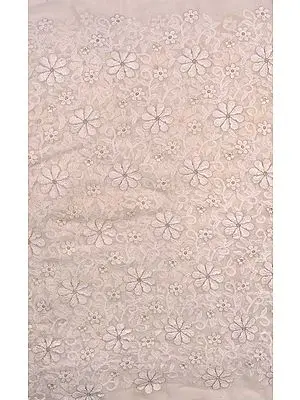 Ivory Fabric from Surat with Metallic Thread Embroidered Flowers