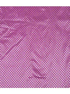 Dahlia-Purple Brocade Fabric from Banaras with Woven Bootis in Golden Thread