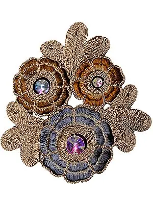 Ari-Embroidered Floral Patch with Beadwork