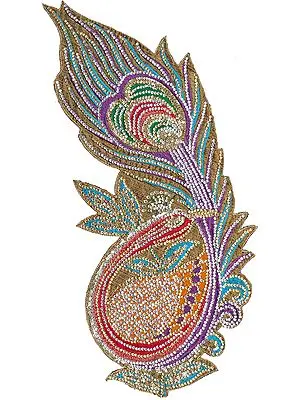 Multi-Color Embroidered Peacock Patch with Beads and Sequins