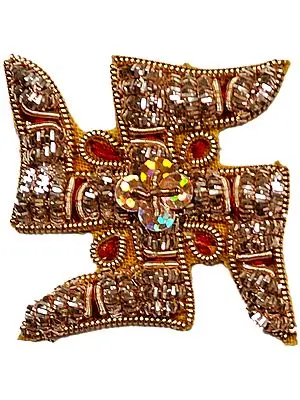 Golden Zardozi Hindu Swastik Patch with Sequins