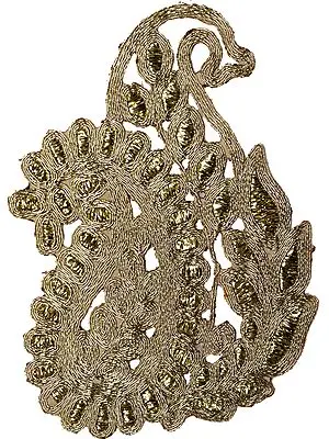 Zardozi Cutwork Paisley Patch with Metallic Thread Embroidery