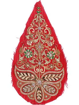 Long Zardozi Patch with Faux Pearls and Bootis