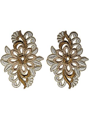 Floral Cutwork Patch with Metallic Thread Embroidery