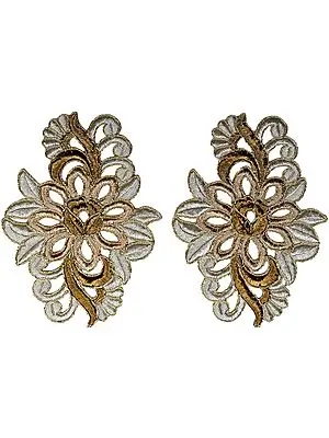 Floral Cutwork Patch with Metallic Thread Embroidery