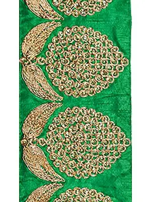 Fabric Border with Metallic Thread Embroidery and Sequins