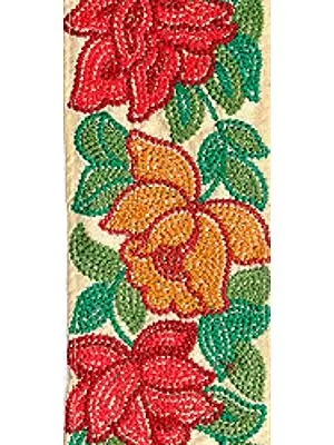 Fabric Border with Embroidered Fowers