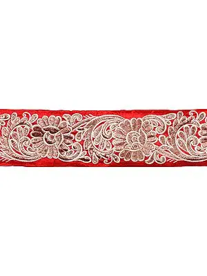 Floral Border with Metallic Thread Embroidery
