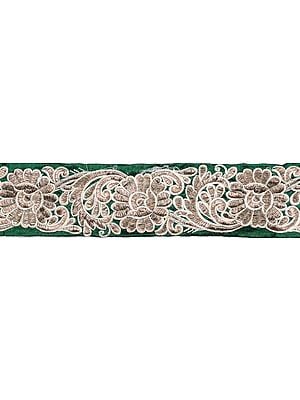 Floral Border with Metallic Thread Embroidery