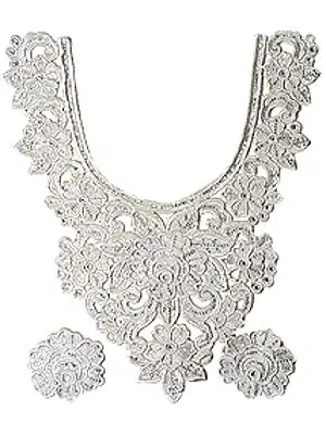 Kurti Neck Patch with Metallic Threadwork and Crystals