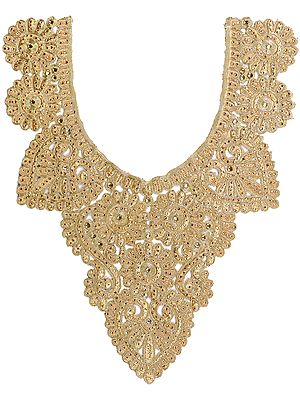 Golden Embroidered Patch with Crystals