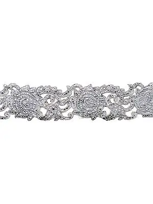 Silver Cutwork Zardozi Border with Stone Work