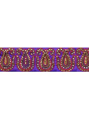 Paisley Border with Aari Embroidery and Crystals