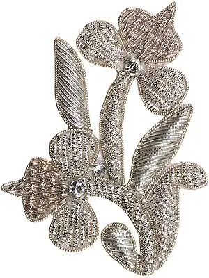 Silver Leaf Patch with Zardozi work