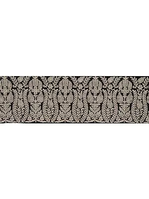 Wide Black Border with Floral Aari Embroidery