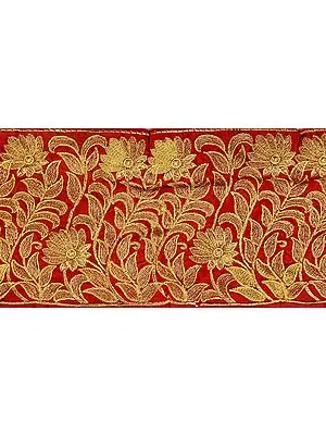 Tango-Red Wide Border with Golden Aari Embroidery