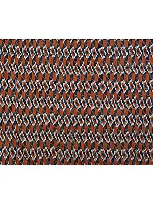 Gray and Brown Handloom Fabric from Pochampally with Ikat Weave