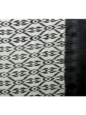 Gray and Black Handloom Fabric from Pochampally with Ikat Weave
